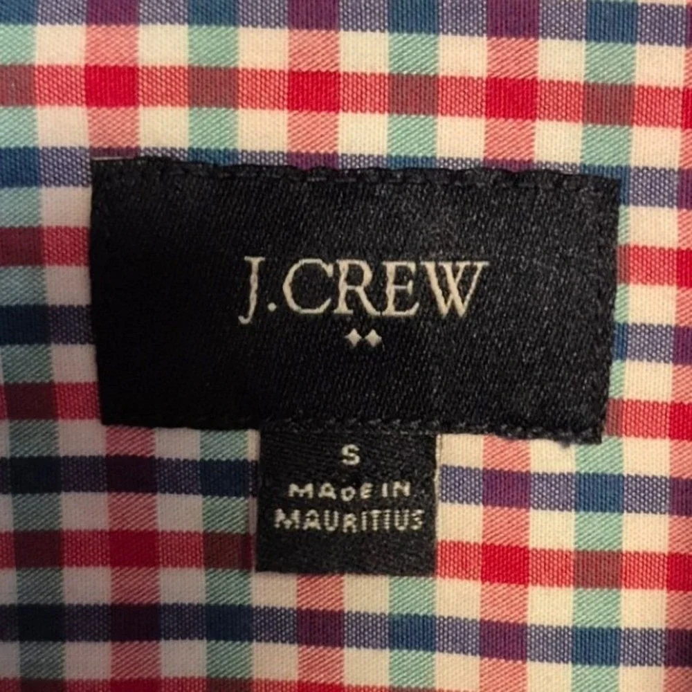 J. Crew Mens Small Gingham Checkered Button Down Long Sleeve Casual Shirt